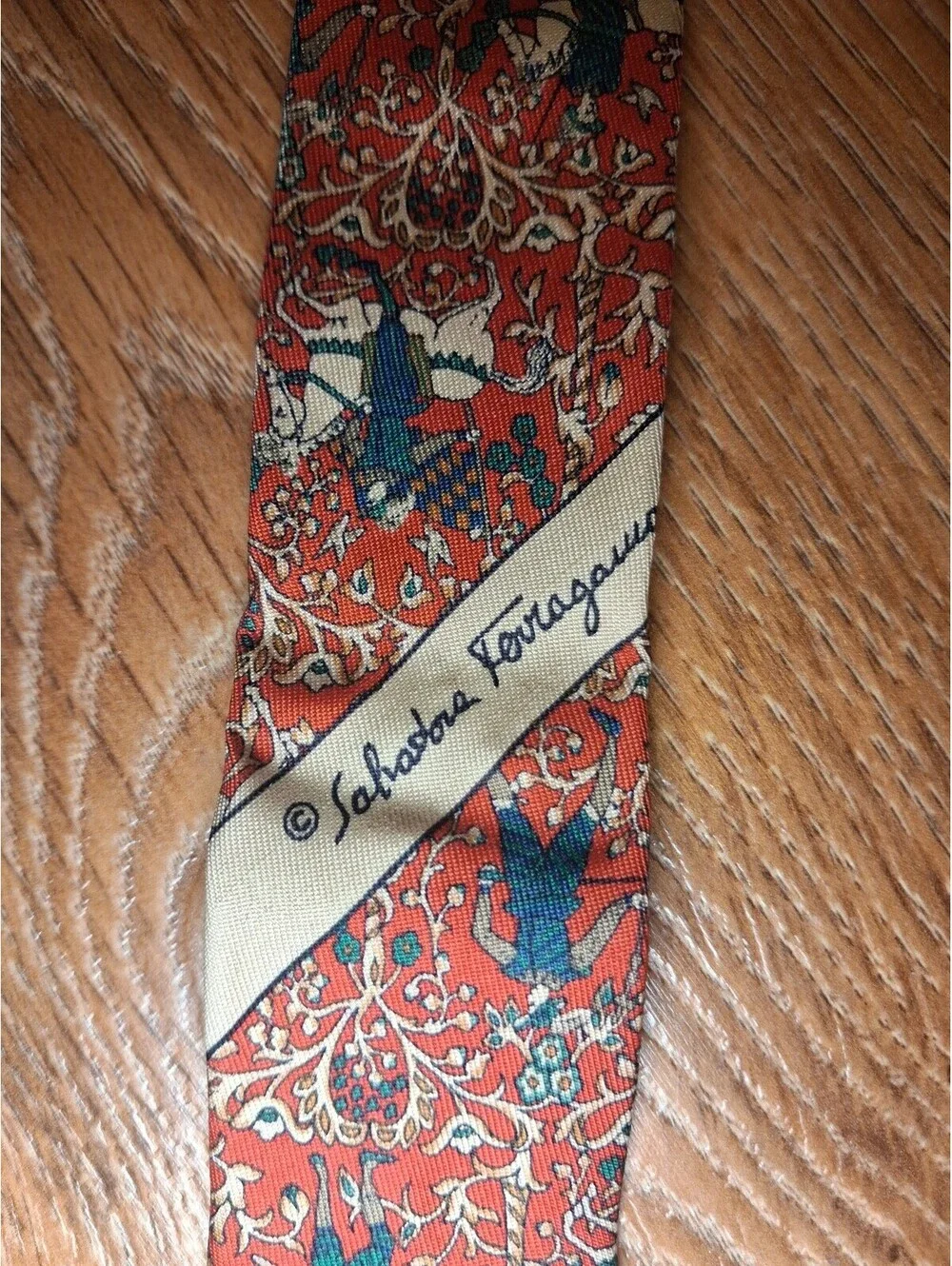 Salvatore Ferragamo Silk Tie Red Horseman Made in Italy